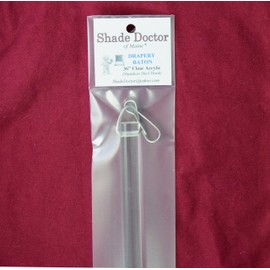 Shade Doctor of Maine 36 inch Clear Acrylic Drapery Baton Wand with Stainless Steel Snap Hook