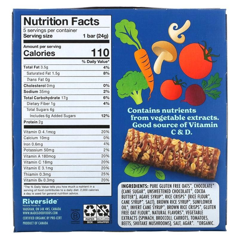 MadeGood Granola Bars, Chocolate Drizzled, Vanilla, 5 Bars, 0.85 oz