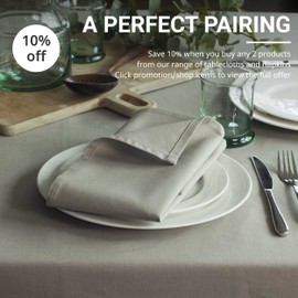 Organic Cotton Tablecloth for Dining Party / Kitchen; Easy-Care Washable Protective Heavyweight Fabric; Eco-Friendly Durable Material Table Cloth for Your Home Decoration (Warm Grey, 142 x 245cm)