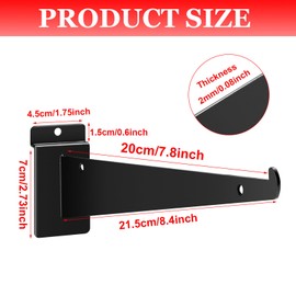 10Pcs Heavy Duty Slatwall Knife Shelf Bracket, 8 inch Metal Shelf Bracket for Slat Wall, Black Slatwall Accessories with Lip, Gridwall Brackets Hooks for Slatwall Panels Shelf Display Home Commercial