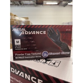 Advance Exam Nitrile Gloves Powder Free Black, Case Of 1000 PCs Medium 5 Mil