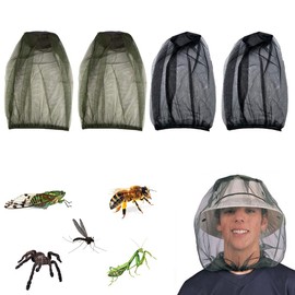 CYIOU Pack of 4 Mosquito Nets, Mosquito Net, Head Net, Head Protection for Beekeeping, Outdoor, Hiking, Camping, Fishing