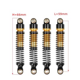 LAFEINA 4PCS Aluminum Threaded Shock Absorber Oil Damper for 1/12 Mini Crawler 1/18 RC Crawler Car TRX4M TRX4MT Upgrade Parts (Gold, 59mm)