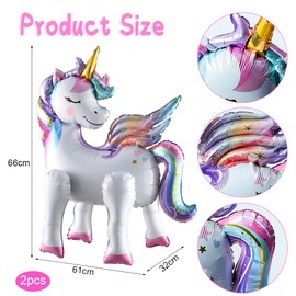 Sprinlot 2 Stück Einhorn Folienballon, 3D Folienballon Einhorn Stehend, Einhorn Luftballons mit Beinen, Einhorn Helium Ballon, Einhorn Deko Kindergeburtstag, Unicorn Deko für Mädchen Kinder Geburtstag Party