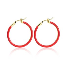 Enamel Hoop Earrings 2.5cm Round Dangle Drop Earrings Multicolor Circle Cartilage Huggie Tube for Women Hypoallergenic Statement Jewelry, enamel, enamel