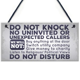 RED OCEAN Do Not Knock Disturb Polite Notice No Cold Callers Sales People Hanging Wall Door Plaque Sign Gift