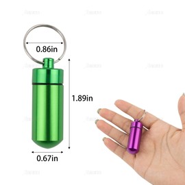 AUEAR, 15 Pack Mini Pill Box Keychain Waterproof Aluminum Geocaching Container Tube for Outdoor Camping Travel