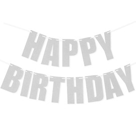 Silver Happy Birthday Banner, 7.3 Inch Thickened Glitter Paper Happy Birthday Letters Banner for Happy Birthday Backdrop Decorations Men Women Birthday Party Baby Shower Decorations Supplies