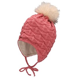 Sterntaler Baby Girl Hat Baby Bobble Hat Structured Hat Baby Hat Knitted with Ear Flaps and Tie Band Navy, pink