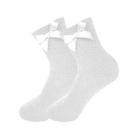 YAHOMI Girls Ankle socks Cotton rich school Socks with Fluffy Ribbons Bow School Uniform Cotton Stretch Party Wear Comfort Fit Socks Girls Socks (UK, Age, 4 Years, 6 Years, Regular, White Pack of 6)