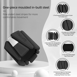 Adjustable Wearable Pilates Wrist & Ankle Weights 2LBS*2 For Women & Men | Arm & Leg Weights Silicone Wrist Bangles For Home Gym Workout, Travel, Yoga, Barre, Strength Training-Set Of 2