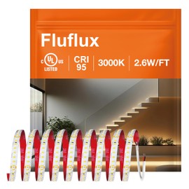 Fluflux LED Strip Lights Warm White 3000K, 24V High Efficay Tape, 160LED/m, UL Listed, CRI95, Dimmable, 8 LEDs Cuttable, VHB Adhesive Equipped, 32.8FT for Panels, Artwork, Highlights (NO Power Supply)