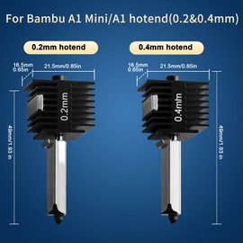 Buldoospok 2Pcs A1 Mini/A1 Hotend Print Head Hot End Kit Extruder Upgrade High-Temperature 0.4MM/0.2MM Hardened Steel Nozzles Replacement for Bambu Lab 3D Printer Accessories+4PCS Silicone Cover Sock
