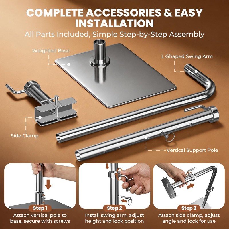 Workstand with Side Clamp for Lowery Stand, 360° Rotating Metal