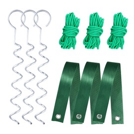 A Tree Support kit for straightening Trees, which Includes Supporting Metal Stakes and Ropes. It can Also be Used for Tree Protection in Harsh Weather and Outdoor Tent Fixation. (1)