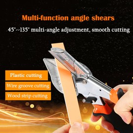 Miter Shear Cutting Tool 45°-135° Adjustable Angle with 10 Replacement Blades – Precision Stainless Steel Cutter for Trim, Soft Wood, Shoe Mold, Rubber, Plastic – Ergonomic Handle, Rust-Resistant