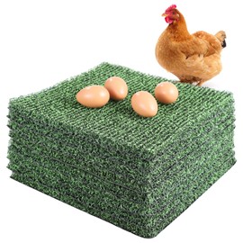 8 Pcs Chicken Nesting Pads, Washable Nesting Box Liners for Chicken Coop, Reusable Plastic Nest Box Pads with 4 Pcs Fake Wooden Eggs, Chicken Laying Mats, 12×12×0.8 inch