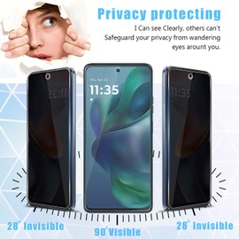 Anbzsign 2+2 Pack for Moto G (2025) Privacy Tempered Glass Screen Protector and Camera Lens Protector, Anti-Spy 9H Hardness Case Friendly Film for Moto G 5G (2025)
