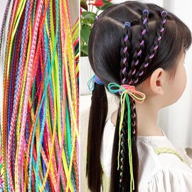 Hair Braids Colourful Hair Wrap Cord, 30 Pieces Gradient Colours Hair Rope Band Rainbow Braided Hair Scrunchie DIY Ponytail Braids Hair Styling Accessories for Women Girls