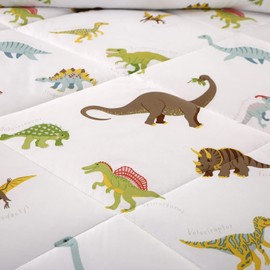 MAG 3Pcs Dinosaur Comforter Set,White Base Full Bedding Comforter Set,for Toddlers Kids,Boys Teens and Girls,Super Soft Microfiber, Full Size (1 Comforter + 2 Pillowcases)