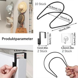 Ruikcoll Cap Holder Door Hat Racks Pack of 10, Hooks for Handbags, Hangers for Scarves, Handbags, Towels, Clothes, Ties with Hooks for Hanging, White