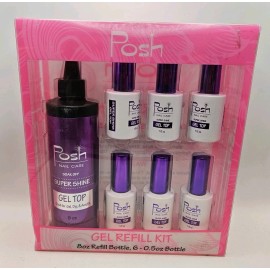 Posh Gel Refill Kit" for nail care, specifically featuring "Super Shine Gel Top"