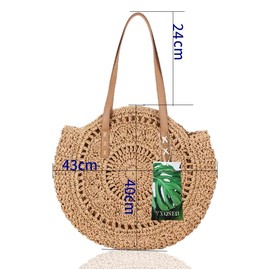 YXQSED Woven Straw Bag - Large Shoulder Tote for Women - Bohemian Summer Beach Bag