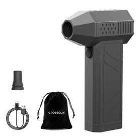 crossgun Compressed Air Duster - Mini Jet Fan - Powerful Cordless Air Duster, 4 Gear Adjustable Electric Air Blower Reusable No Canned Air Duster for PC Car Desk Gaming Motorcycle (Black)