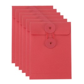 PATIKIL 6 Pcs Kraft Paper Envelope with String Tie Closure, 5.5 x 4 Inch Vintage Envelopes File Folder Bag for Office Business Home Card Storage Document Organize, Red