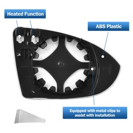 TOP-MAX Driver Side Heated Mirror Glass Compatible with Volkswagen VW MK7, 2015-2021 Golf/GTI, 2015-2019 Golf SportWagen/R, 2017-2019 Alltrack, 2019-2021 Jetta, Left Rearview Mirror