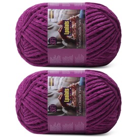 Lpalats Chunky Chenille Yarn for Crocheting - 2x200g Baby Blanket Yarn for Crocheting Soft - 350 Yards Fluffy Thick Plush Yarns for Knitting Blankets Amigurumi (2, Violet)