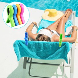 Pack of 8 Towel Clips for Beach Loungers, Large Clothes Pegs, Windproof Beach Towel Clips, Towel Clips on Beach and Sun Loungers for Bath Towel, Carpet, Thick Clothes, Pool Chair