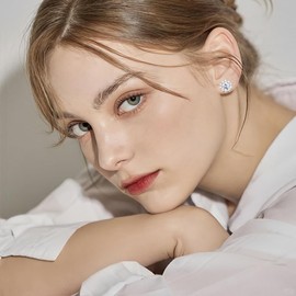 1 Pair of Stud Earrings 925 Silver Snowflake Earrings Women's Hypoallergenic Cubic Zirconia Stud Earrings Set Earrings Silver 925 Stud for Multiple Piercings