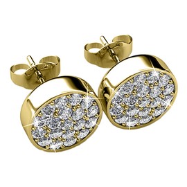 Cate & Chloe Nelly 18k Yellow Gold Stud Earrings For Women | CZ Gold Earring Set, Gold Cubic Zirconia Earrings Studs With Round Cut Crystals, Fashion Earrings For Women, Hypoallergenic Earrings