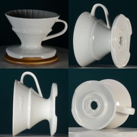 Somark Fine Ceramic Pour Over Coffee Maker (Dripper) V60#2 Cone Filter 1-4 Cups Coffee with a Water Dripping Tray