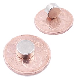 Brudazon 50 Mini Disc Magnets 8 x 4 mm N52 Strongest Level - Neodymium Magnets Ultra-Strong Power Magnet for Model Making, Photo, Whiteboard, Pin Board, Fridge, Crafts Magnetic Disc Extra Strong