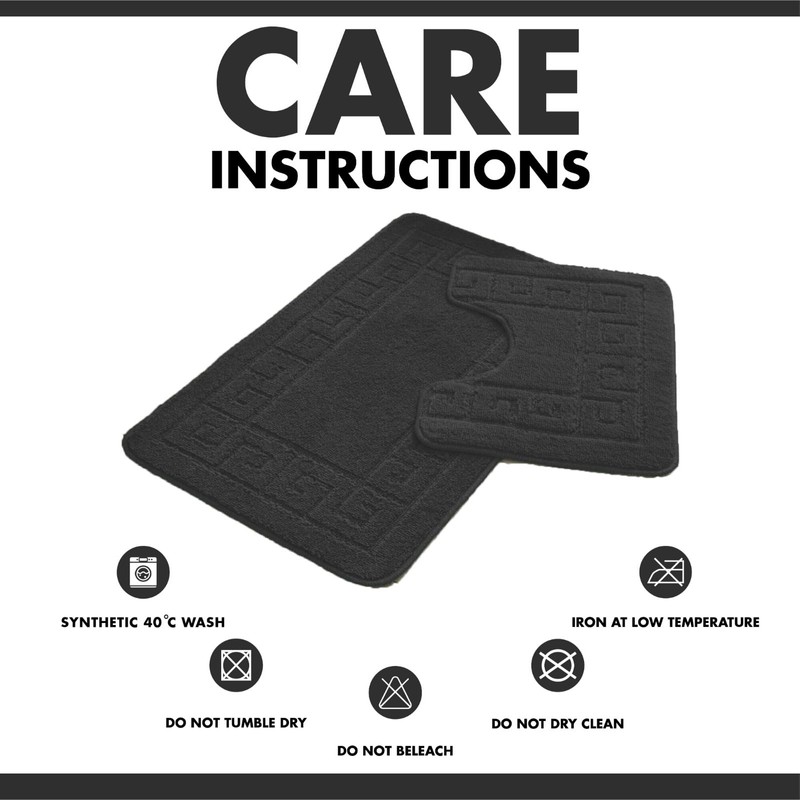 Lions 2 Piece Non Slip Striped Bath Mat & Pedestal