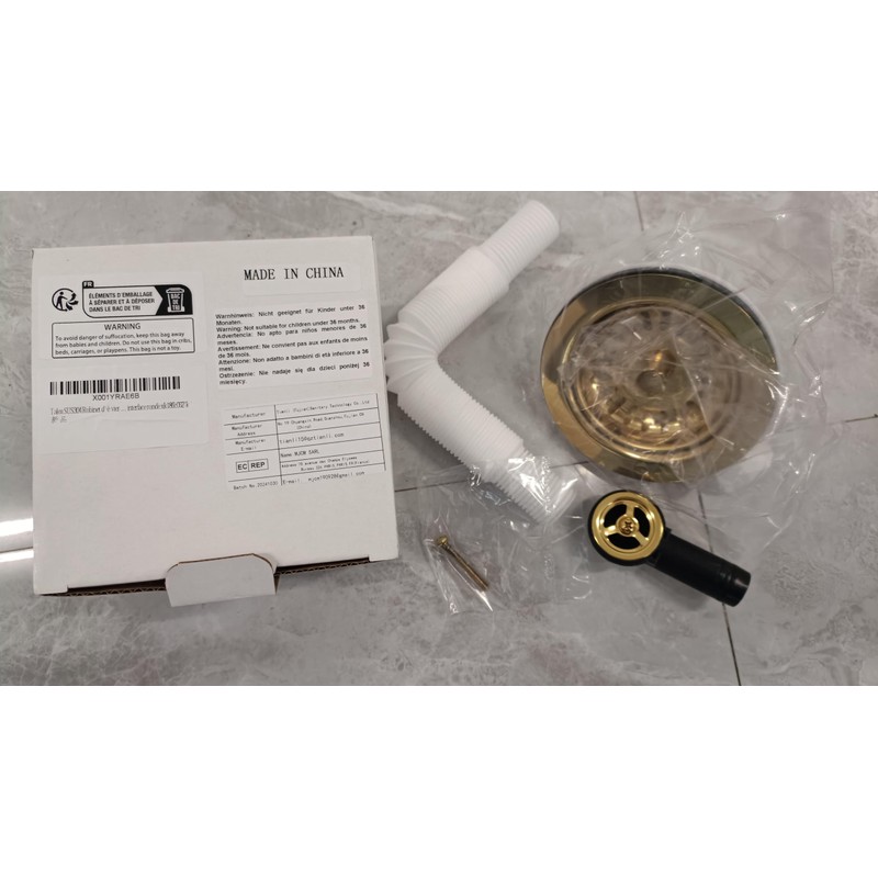 Talea SUS304 Stainless Steel Sink Strainer Basket Valve, Shiny Gold