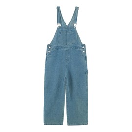 Rolanko Girls Jeans Bib Overalls, Baggy Denim Dungarees Jumpsuit for Big Kids, Blue Pocket, Tag Size:160