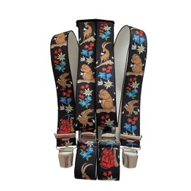 ST-001 Braces Capricorn Edelweiss Gentian Eagle Mortar Hunter, Hiker, Alpinist, Austria, 35 mm in H Shape with 4 Extra Strong Clips / Marmot Black, Green