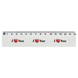 'I Love You' 15cm (6 Inch) White Plastic Ruler (RL00092509)
