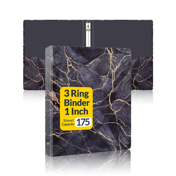 SUNEE 3 Ring Binder 1 Inch, Cute Binder with 2