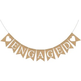 Engaged Burlap Banner Rustic Engagement Party Decorations Bunting Garland