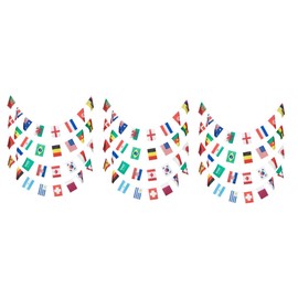 Kisangel 3pcs 32 String International Flags 32 Countries String Flags Bunting Banner for Sports Clubs Bars Celebration