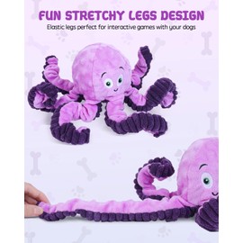 Dog Toys Squeaky, Interactive Plush Stuffed Octopus Tug of War Toy, Puppy Teething Pet Toy for Small Medium Large Dogs to Keep Them Busy