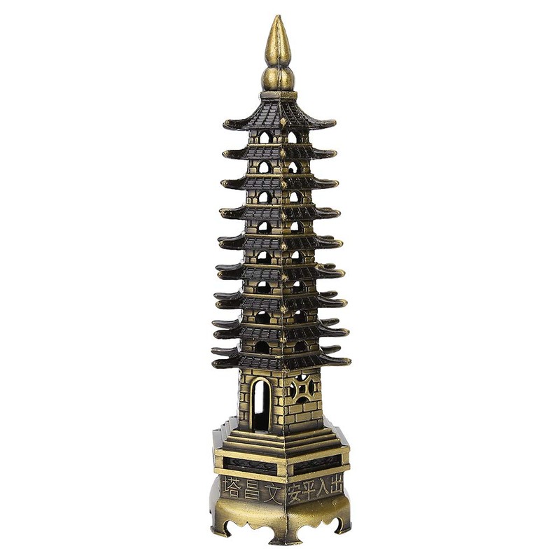 Alloy WenChang Tower Model for Bedroom Home, Vintage Chinese Tower