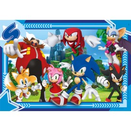 Clementoni 21729 Sonic Jigsaw 300 Pieces-Supercolor Children 9-11 Years, Cartoon, Gift for Boy/Girls, Puzzle for Kids, Made in Italy, Multicolor
