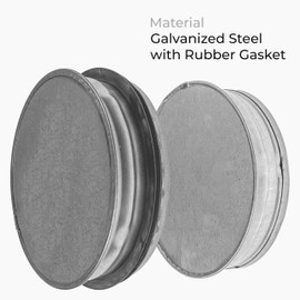HVAC OV 2pack Galvanized Metal Duct End Cap - 6 Inch with Rubber Gasket for Better Fit - Available in Different Sizes to Suit Your Needs