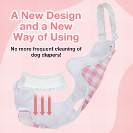 MICOOYO Dog Diaper Onesie Sanitary Pantie with Adjustable Suspender Washable Dog Period Panties Doggie Diapers Pet Underwear Female Dog Diapers for Heat (Striped, S/M)