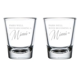 Set of 2 Shot Glasses 1.75oz Shot Glass Pairs Well With Becoming A Mimi Baby Announcement Pregnancy Announcement Grandmother